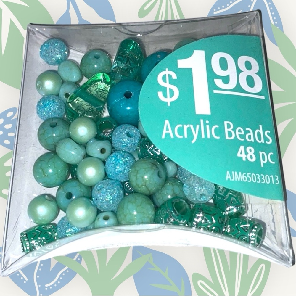 COUSIN NIB Aqua Blue Acrylic Beads, 48 pieces.